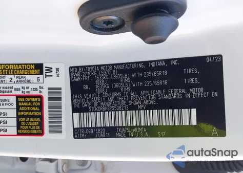 2023 Toyota Highlander Xle from USA, damaged, VIN 5TDKDRBH8PS508213